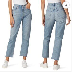 Agolde Riley High Rise Straight Crop Jeans in Zephyr, size 26